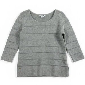 Lacoste Wool Cashmere Sweater Gray Rib Knit Pullover Size S